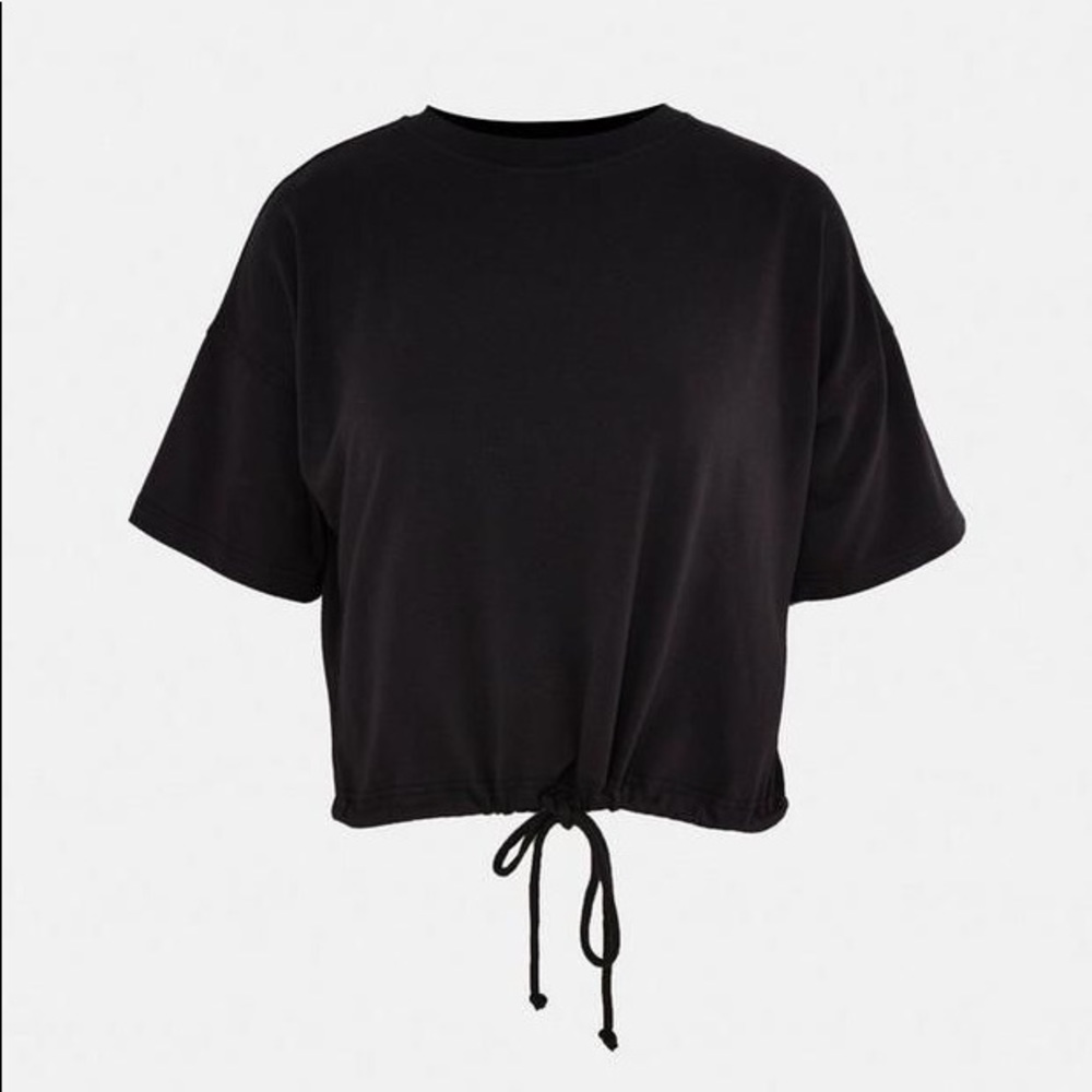 Missguided Black cropped bubble hem top